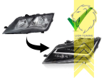 LED, mit LED Blinker, dynamischer LED Blinker, schwarz, nur passend für Fahrzeuge mit original Halogen Scheinwerfern, LED Abblendlicht / LED Fernlicht, elektrisch verstellbar - Stellmotor integriert, Eintragungsfrei / mit E-Prüfzeichen, Eintragungsfrei / mit R87 Zulassung als Tagfahrlicht
